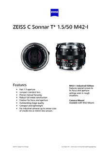 Preview image of ZEISS C Sonnar T* 1.5/50 M42-I