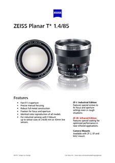 Preview image of ZEISS Planar T* 1.4/85