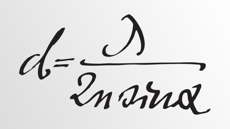 Ernst Abbe's handwritten formula for the diffraction limit of a microscope